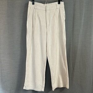 Abercrombie & Fitch Cream Striped Straight Leg Pants